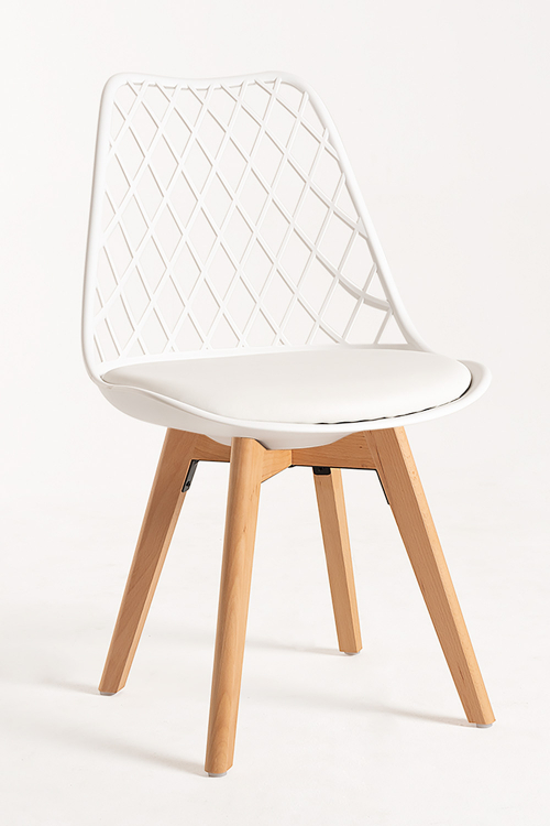 Pack 2 sillas de comedor nórdicas patas madera tapizado polipiel blanc
