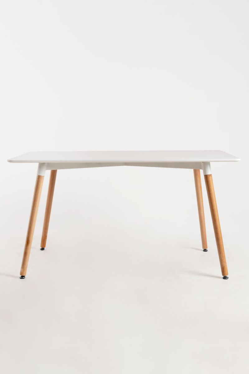 Conjunto Mesa Tower Rectangular 120 x 80 cm Blanca y Pack 4 Sillas Synk Basic