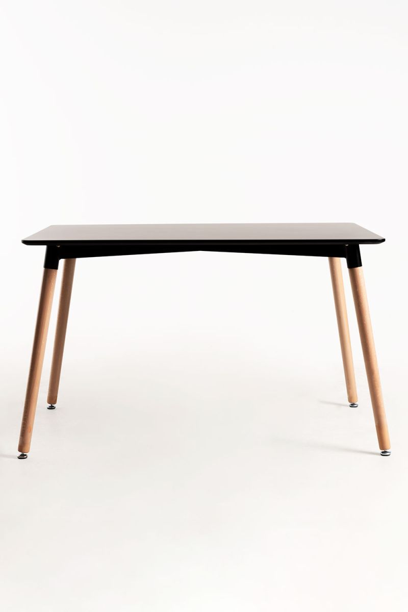 Conjunto Mesa Tower Rectangular 120 x 80 cm Negra y Pack 6 Sillas Synk Basic